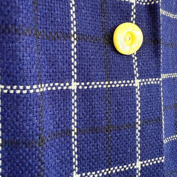 Vintage Handmade Preppy Nautical Wool Navy Blue Plaid Maxi Skirt Size S - Picture 11 of 13